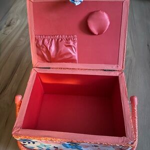 Floral Sewing Basket with Pink Interior